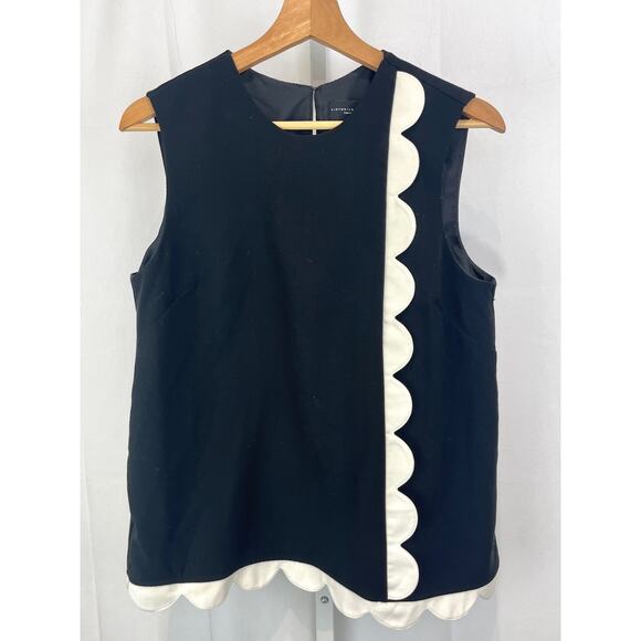VICTORIA BECKHAM X Target Scallop Stripe Tank Top Sleeveless Black White Size M - Picture 1 of 9